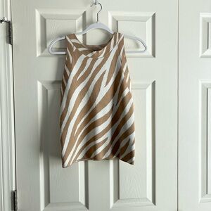 Ann Taylor Brown and White Zebra Print Tank Top SZ XS
